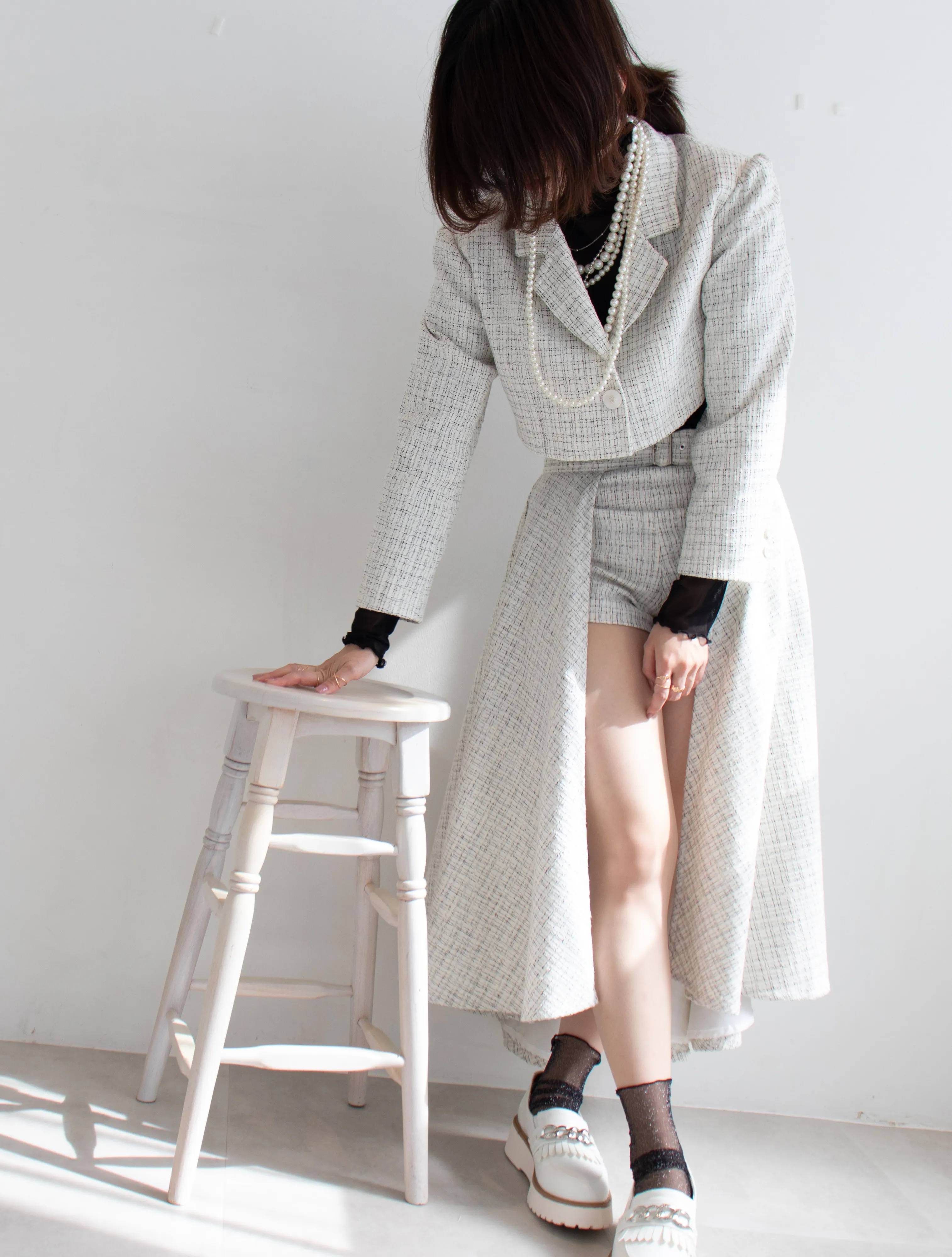 フロントスリットツイードスカート